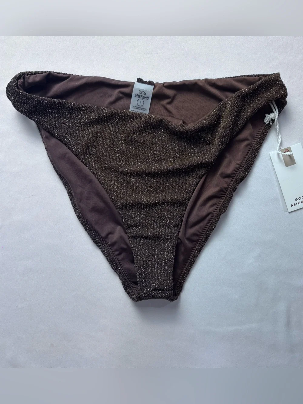 Good American Brown Shimmer Bikini Bottom